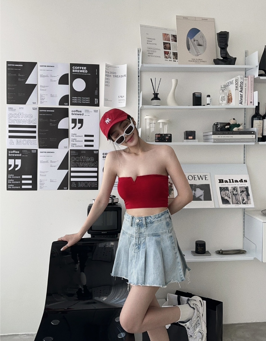 82889670『選品』歐美甜酷刷色牛仔百褶裙 (2)