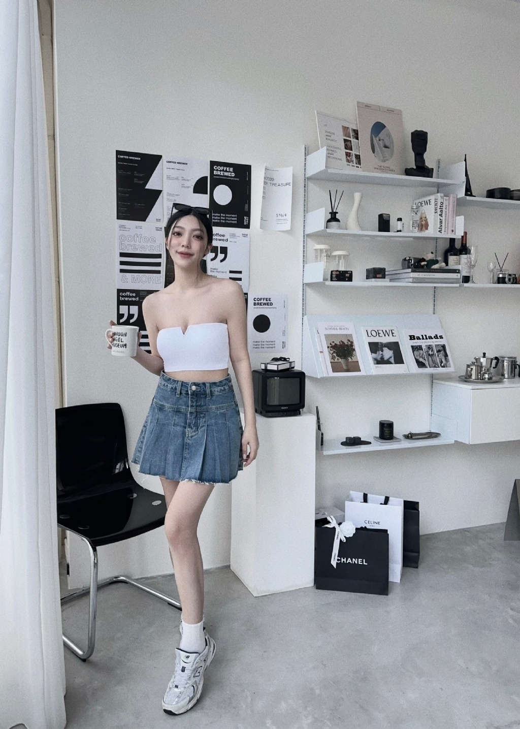 82889670『選品』歐美甜酷刷色牛仔百褶裙 (5)