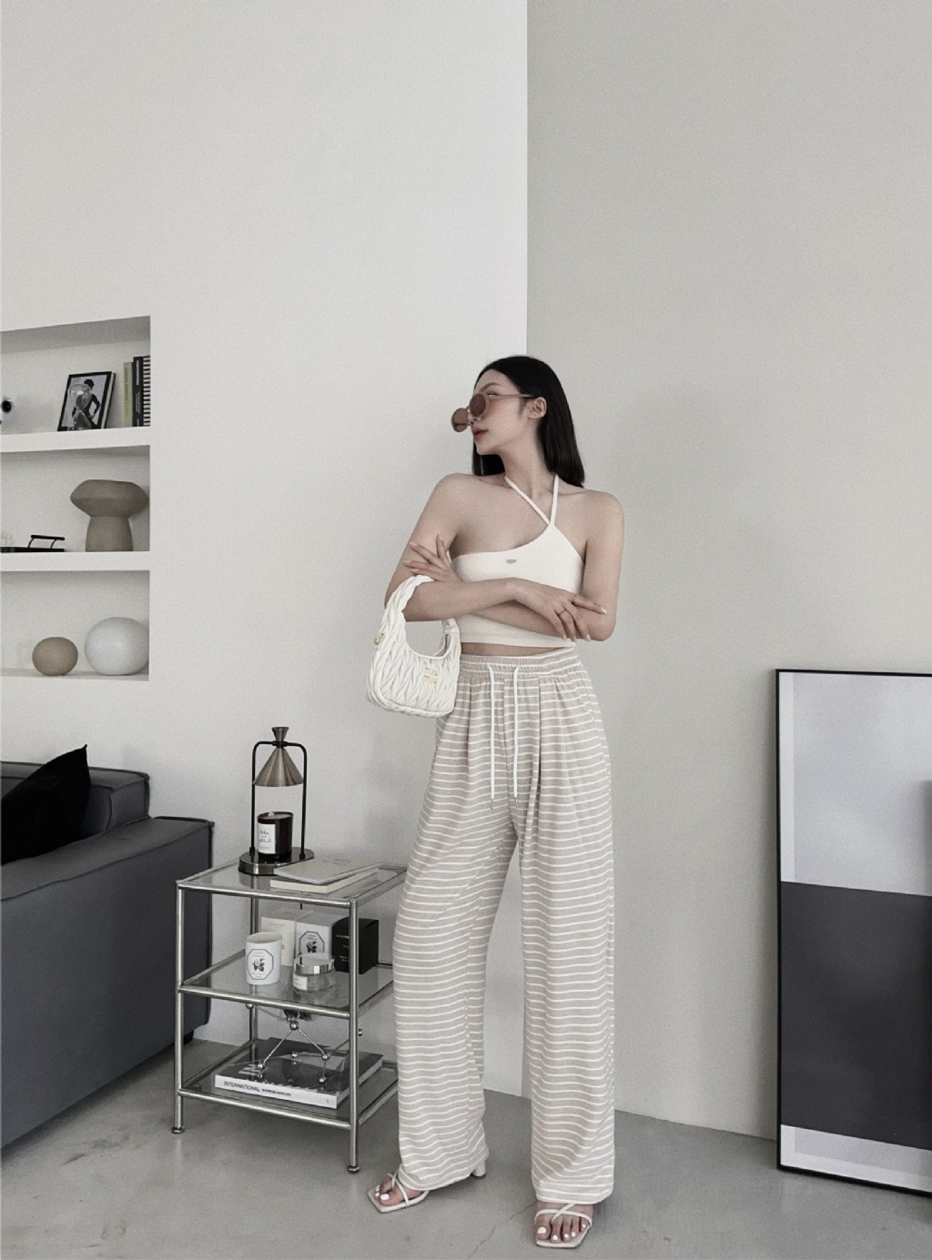 8281531-3『選品』好穿到不行的軟糯手感條紋長褲