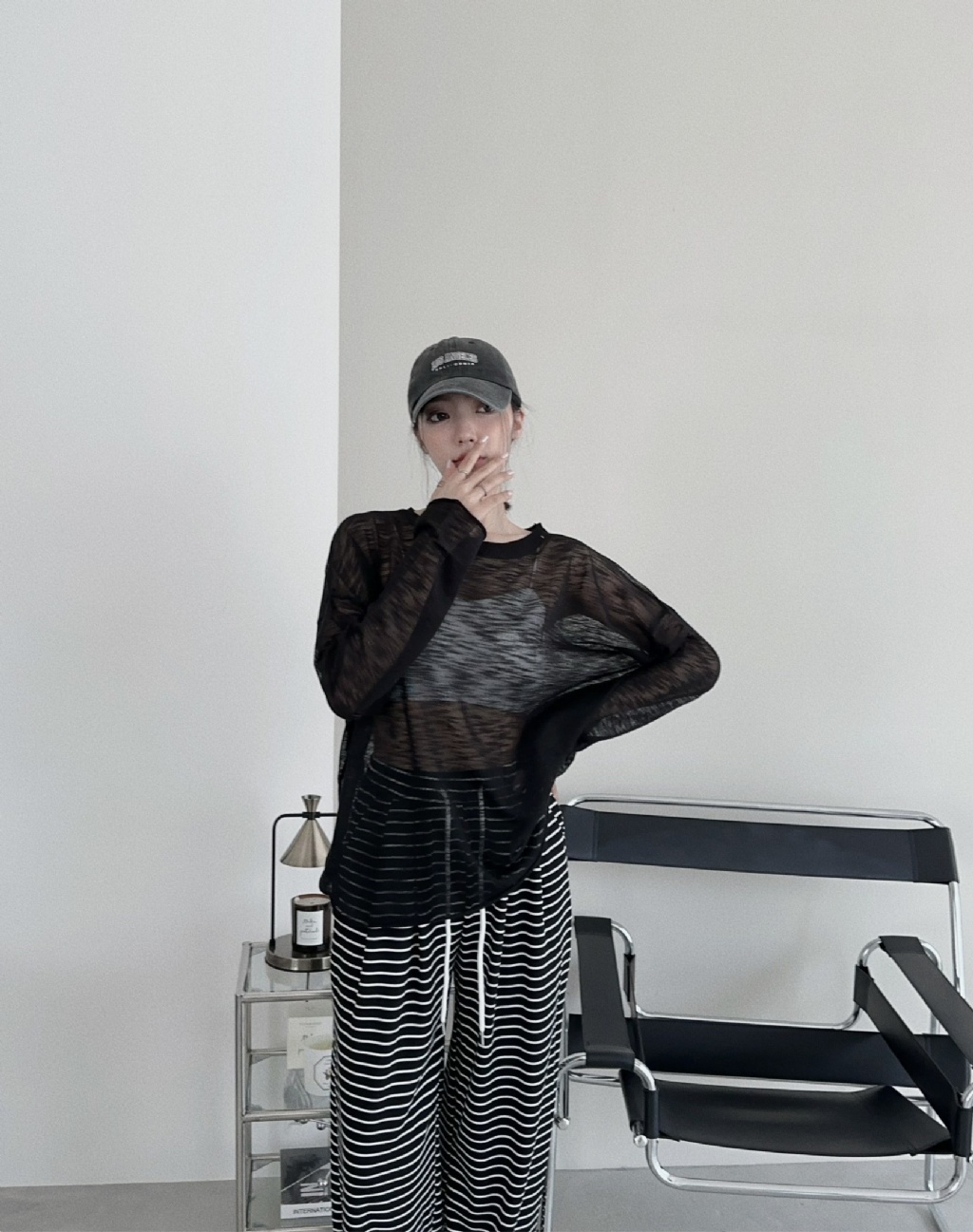 8283061『選品』韓系雲朵壓紋透膚柔感針織T (4)