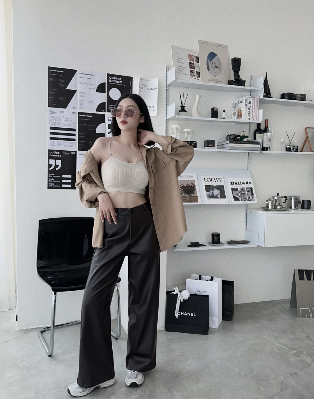 828S7533『選品』美式帥氣皮革直筒寬褲 (3)