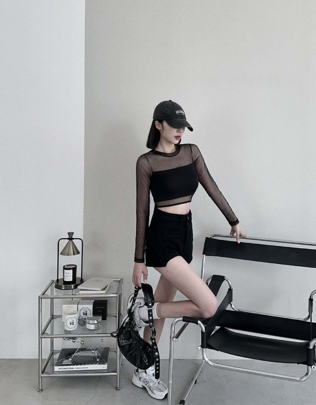 8281001『訂製款』歐美風透紗美背綁腰上衣 (3)