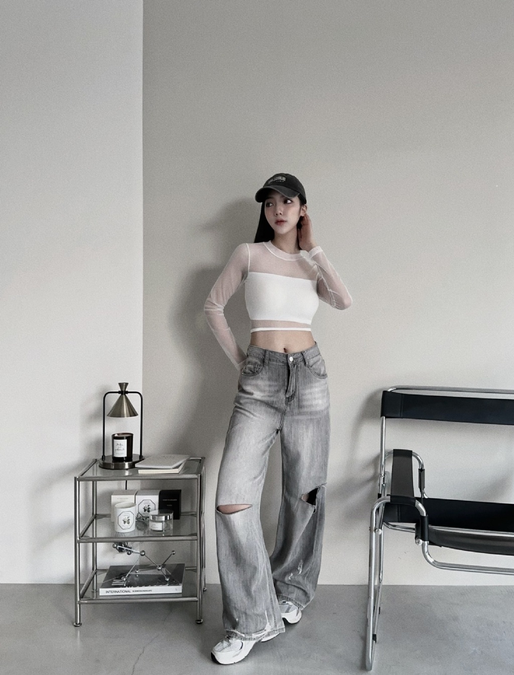 8281001『訂製款』歐美風透紗美背綁腰上衣