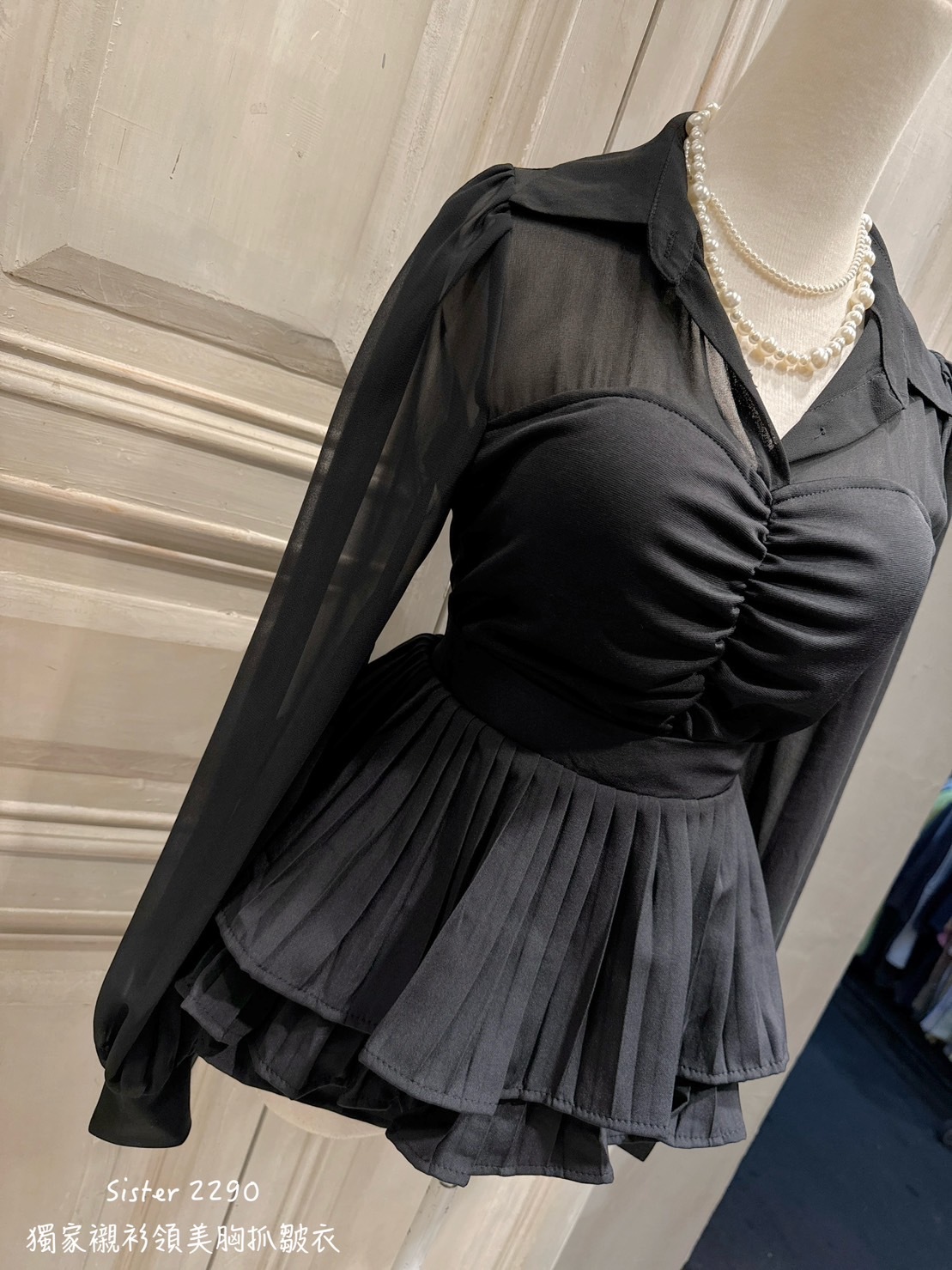2290獨家襯衫領美胸抓皺衣 (5)