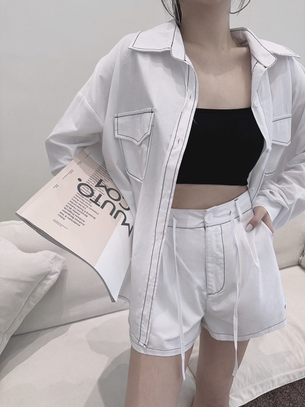 7236獨家反車線襯衫休閒套裝 (2)