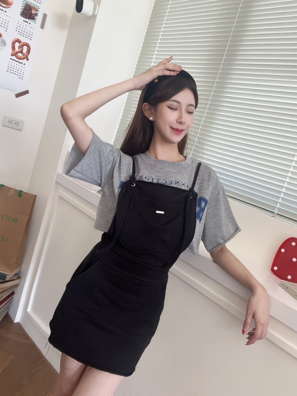 40581自訂款 細肩口袋金標吊帶棉裙 (4)