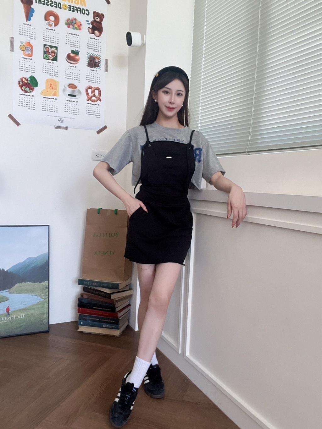 40581自訂款 細肩口袋金標吊帶棉裙 (3)