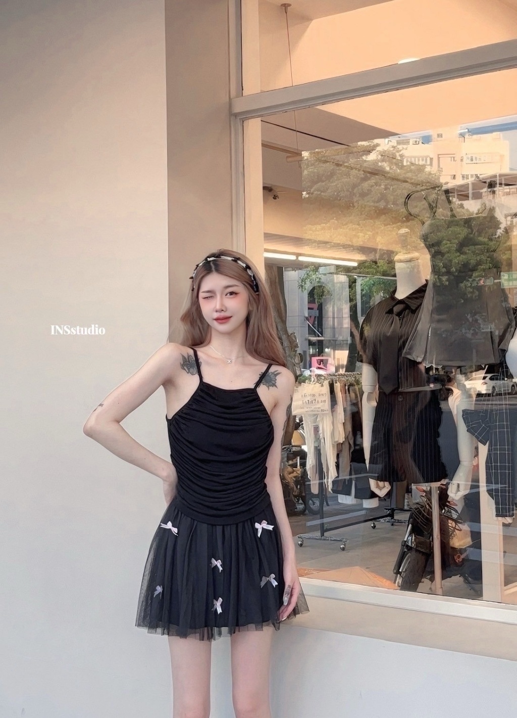 8805法式高级感蝴蝶結设计抹胸蓬蓬裙兩件式 (5)