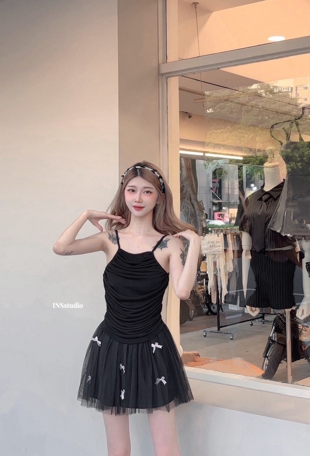 8805法式高级感蝴蝶結设计抹胸蓬蓬裙兩件式 (4)