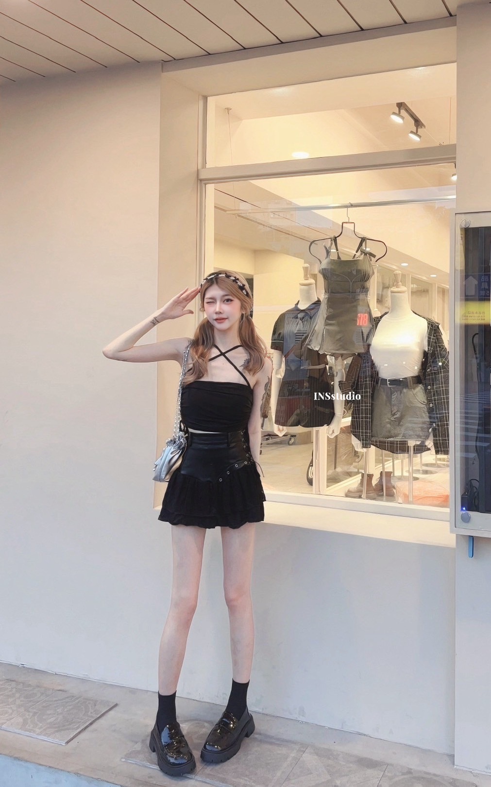 19535【莫奈花園】夏日純欲扎染，挂脖抽繩網紗內搭抹胸上衣 (5)