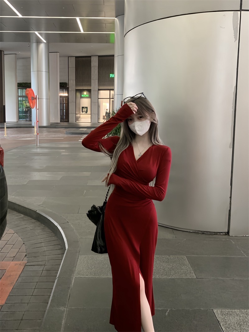 2370气质小众開衩造衣裙打底裙 (2)