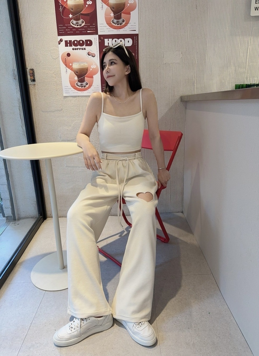 7250獨家華夫格鏤空愛心寬褲SET (5)