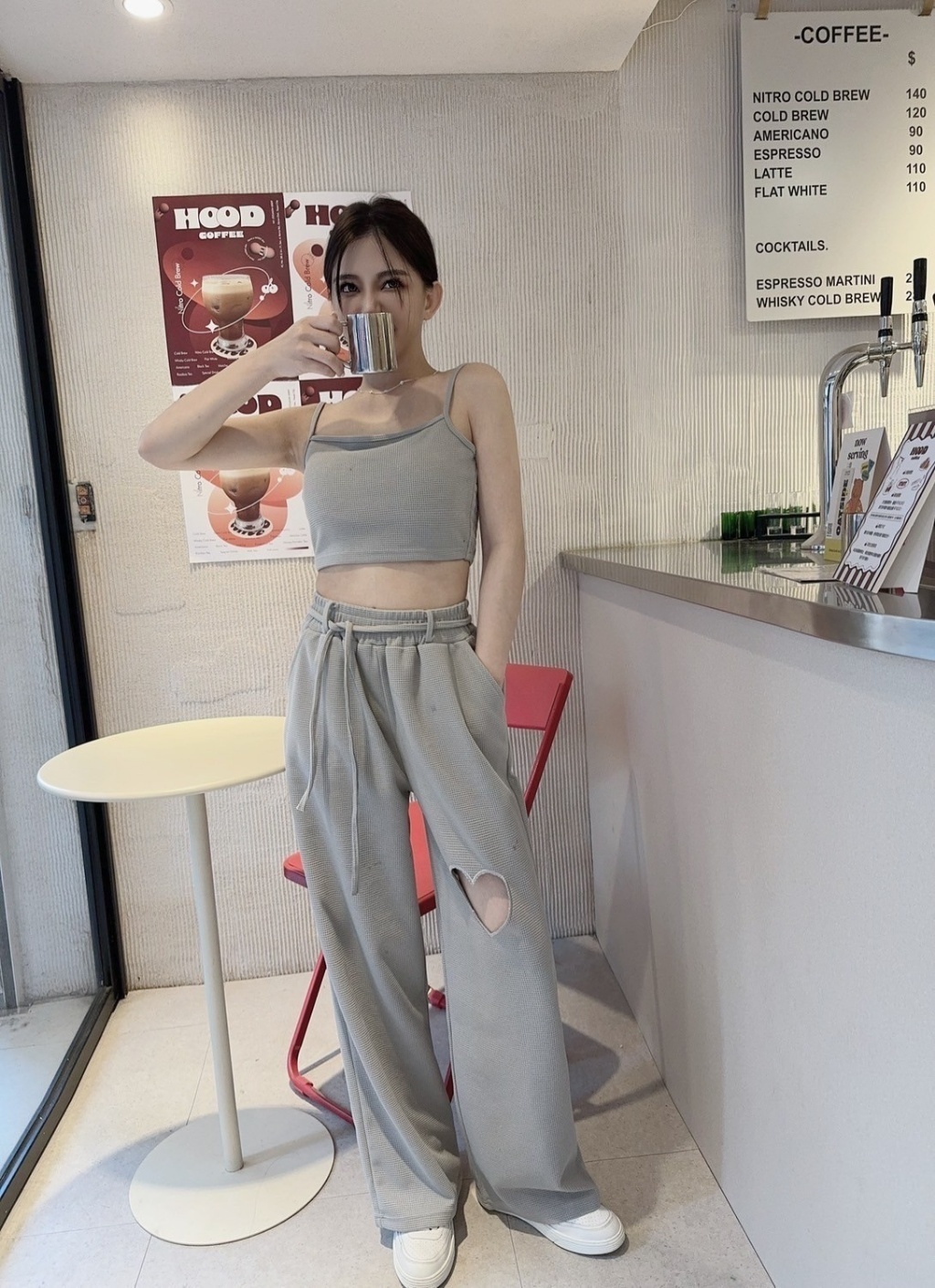 7250獨家華夫格鏤空愛心寬褲SET (4)