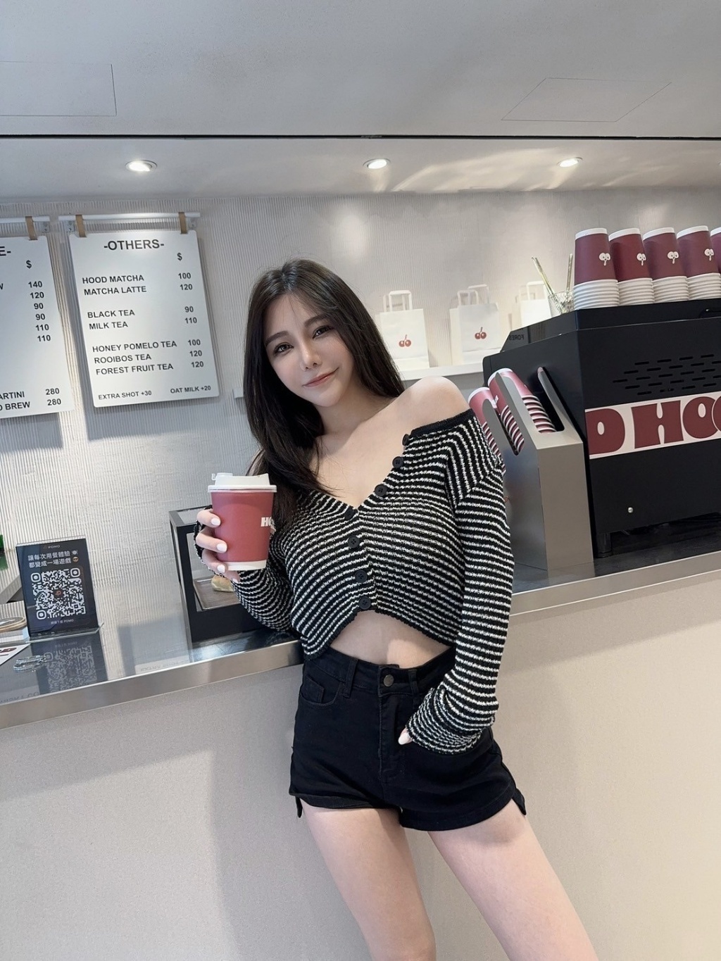 706韓系短版針織條紋外 (2)