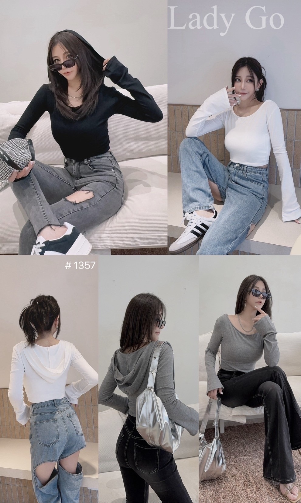 1357休閒百搭連帽圓領短版薄長 (2)