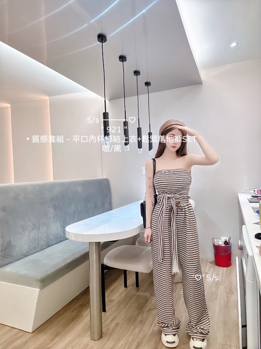 921平口內杯綁結上衣+鬆緊落地褲SET (4)