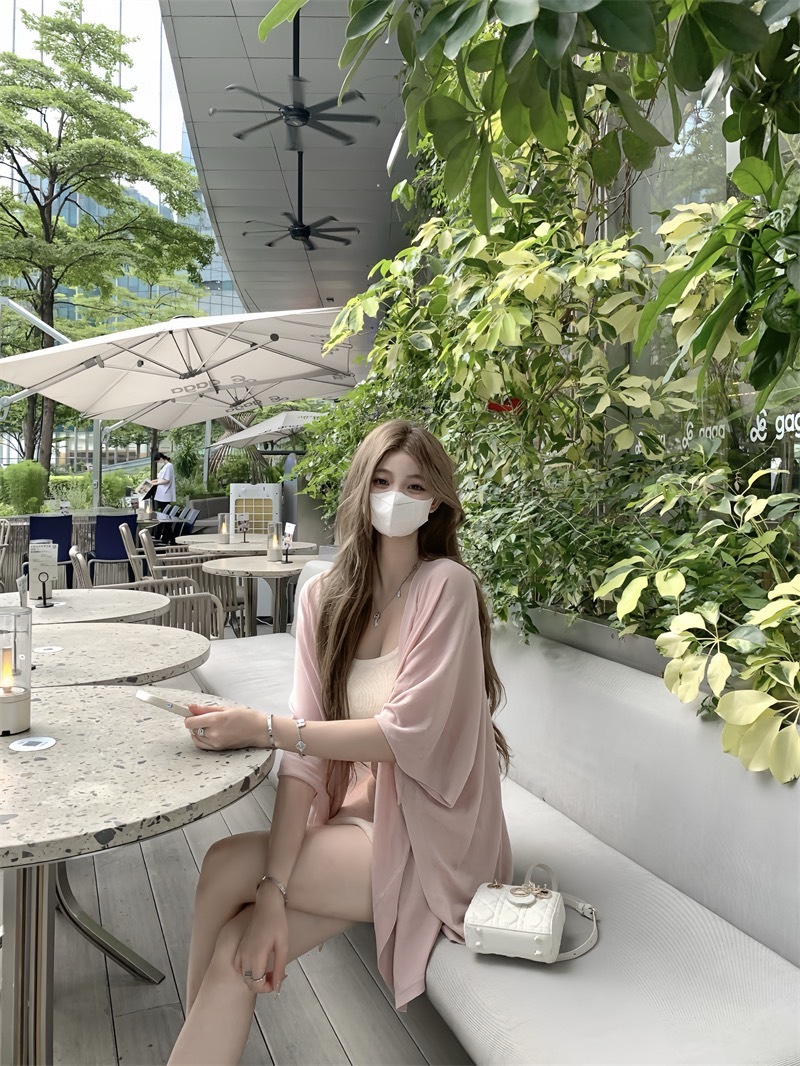 8398 慵懒天花板 針織披肩吊帶显瘦连衣裙套装 (6)