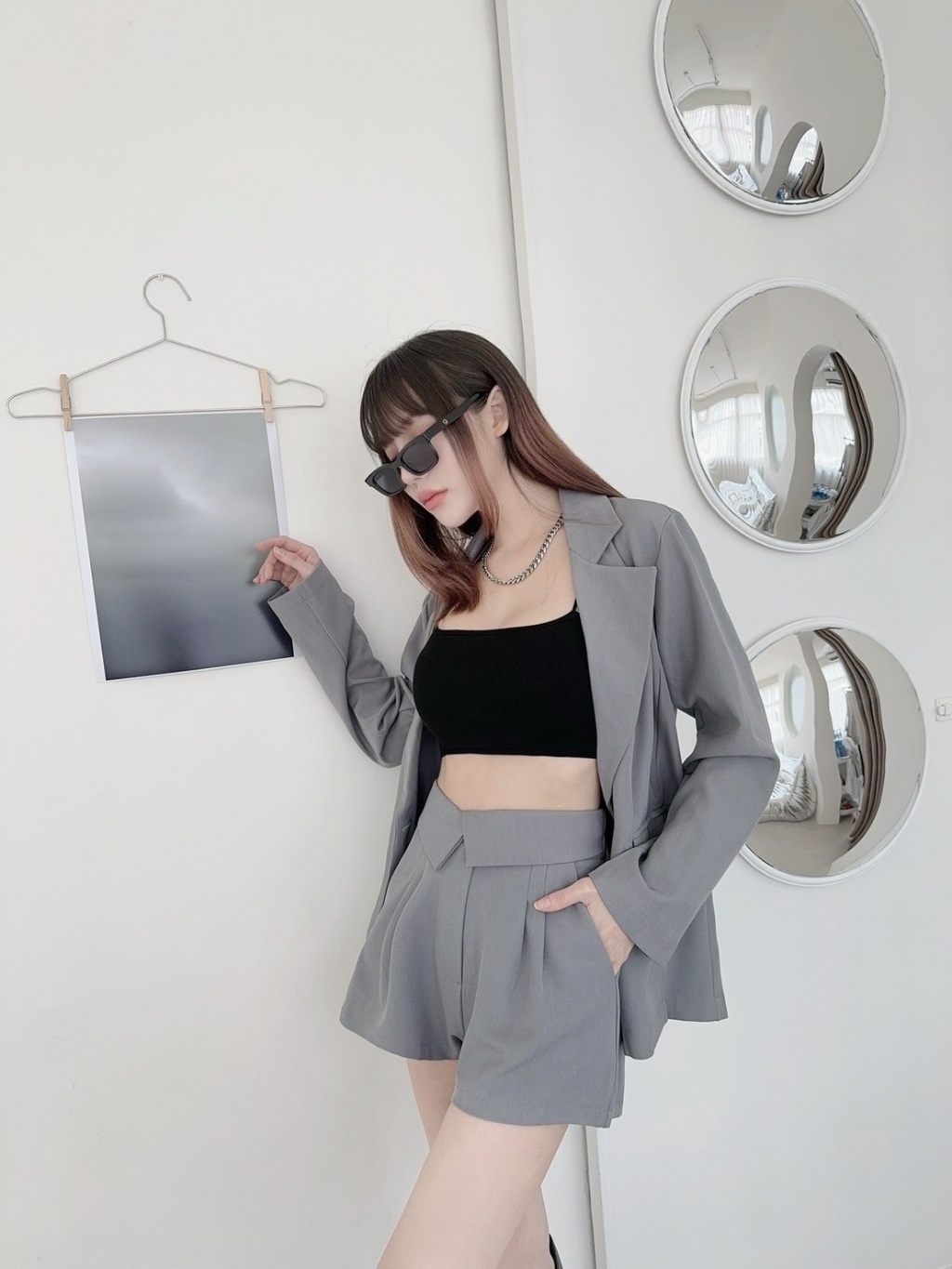 7127獨家翻領西裝短褲SET (4)