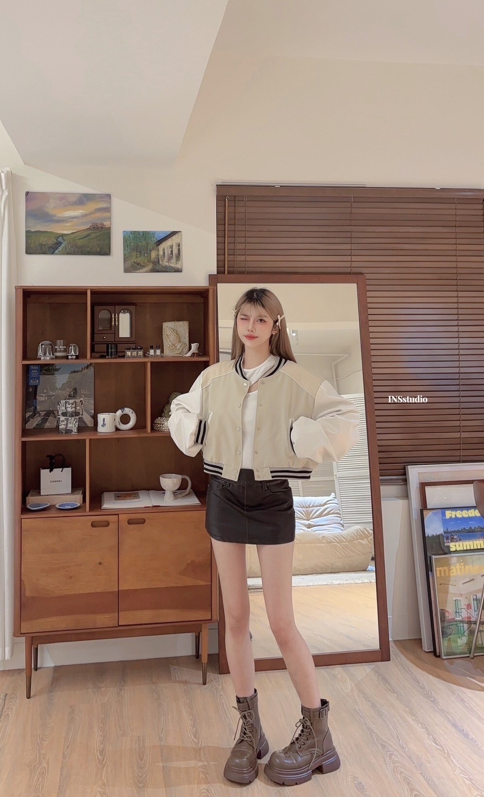 5387【美式氛圍⚾️】拼接撞色立领单排扣棒球服外套 (4)