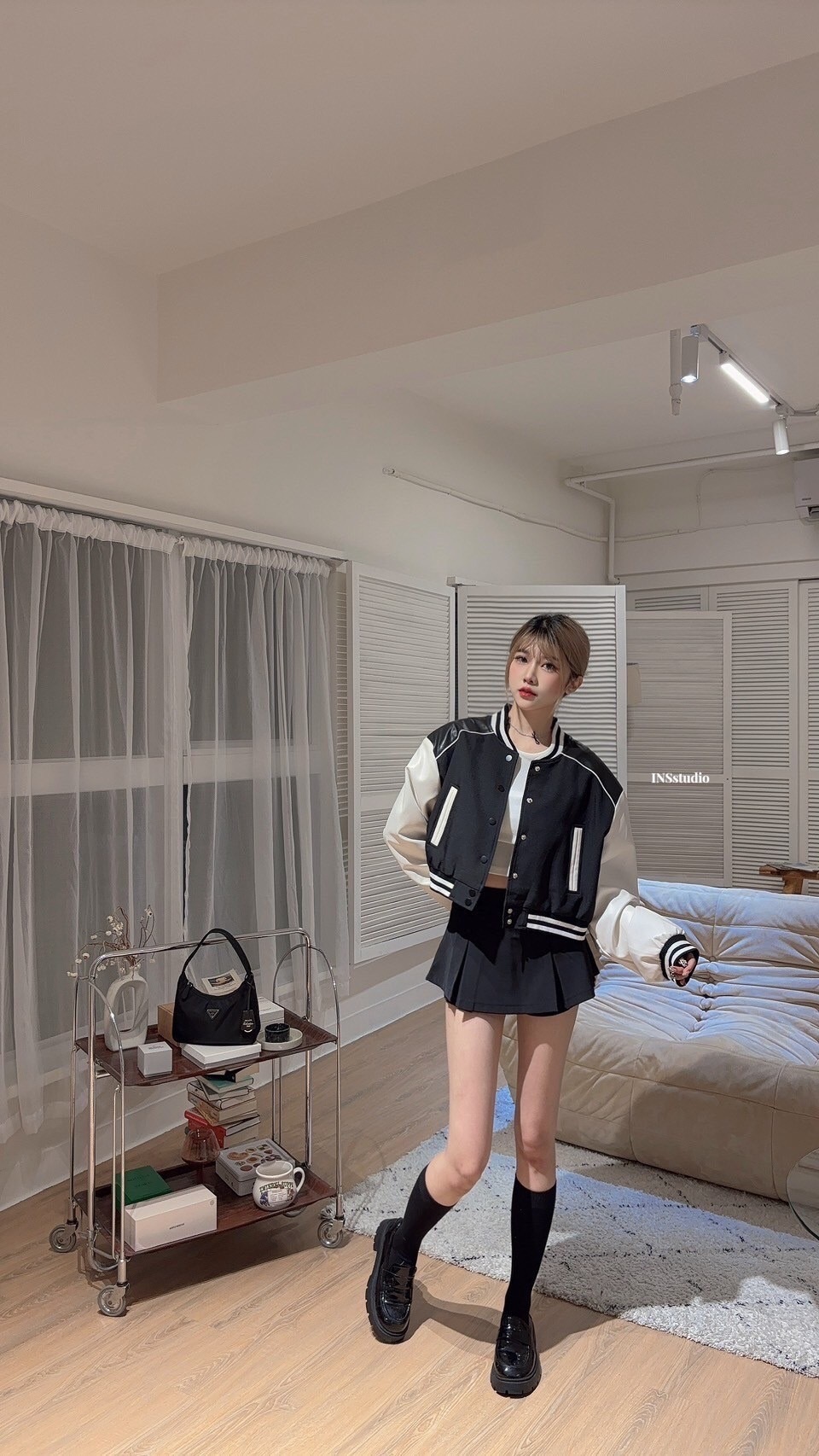 5387【美式氛圍⚾️】拼接撞色立领单排扣棒球服外套 (3)