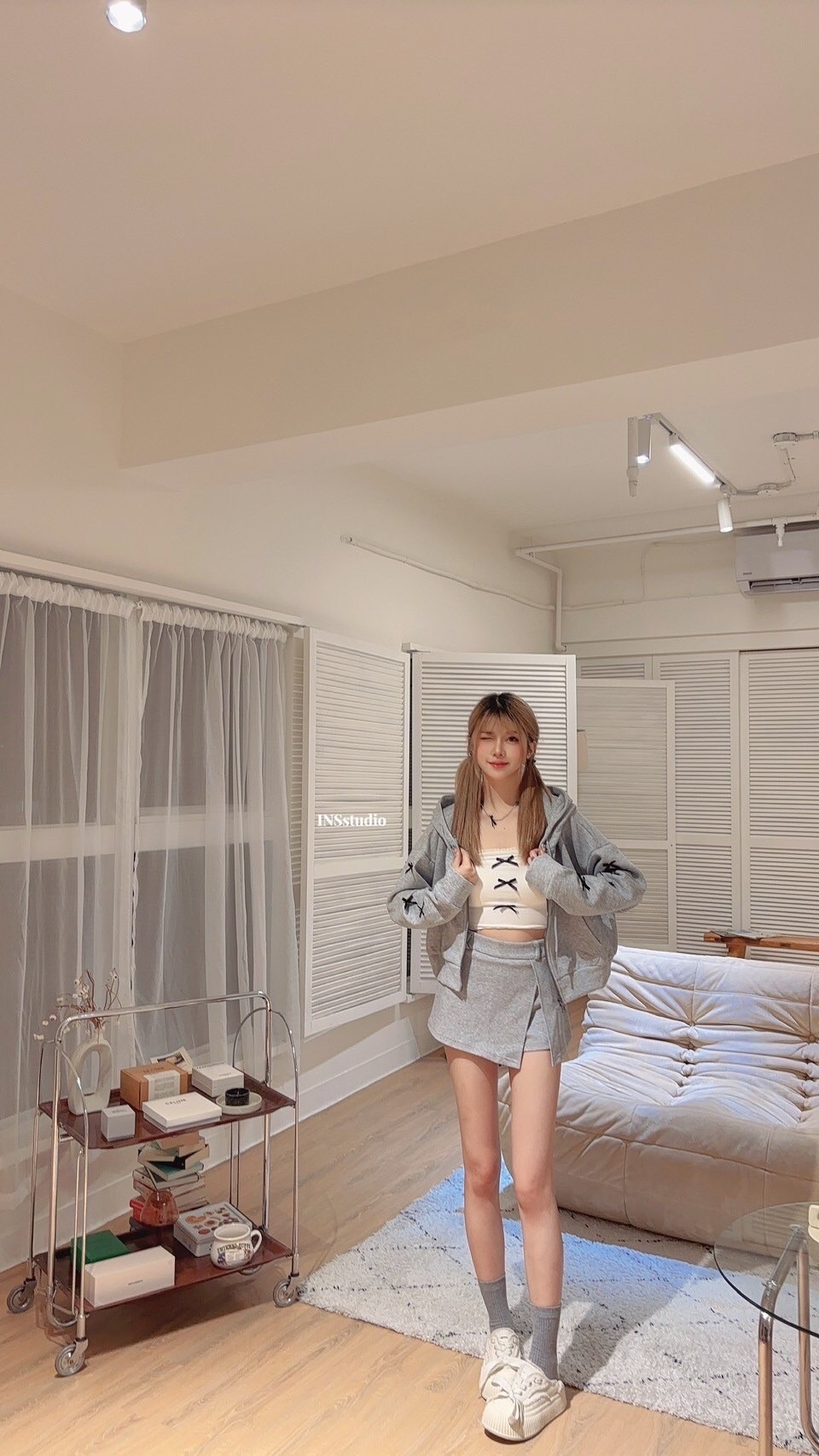 7017【韓女氛圍】小众设计蝴蝶结袖连帽插兜拉链外套 (7)