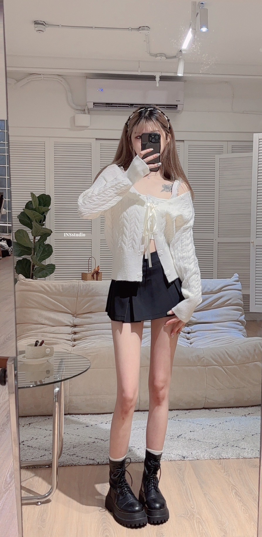 6348【浪漫日記🎞️】韩系甜美设计感蝴蝶结系带麻花针织开衫 (4)