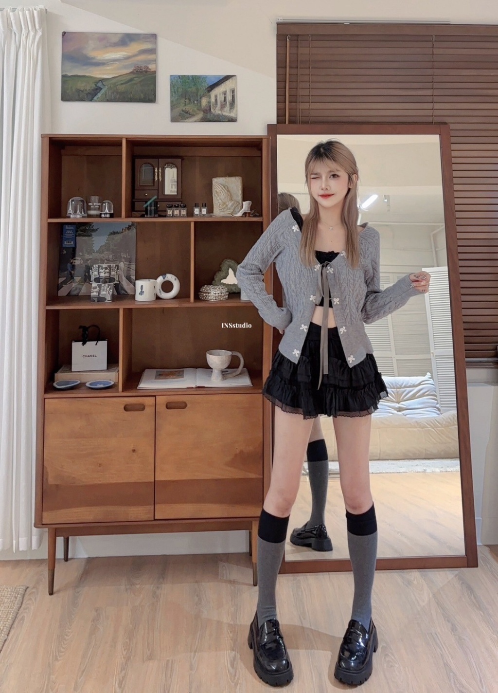 6348【浪漫日記🎞️】韩系甜美设计感蝴蝶结系带麻花针织开衫 (3)