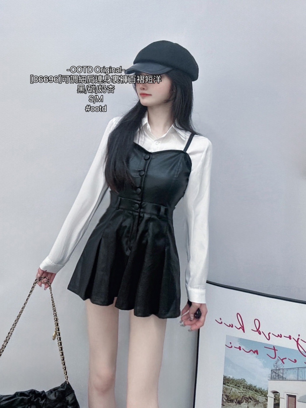 [86696]可調細肩連身裏褲百褶短洋 (9)