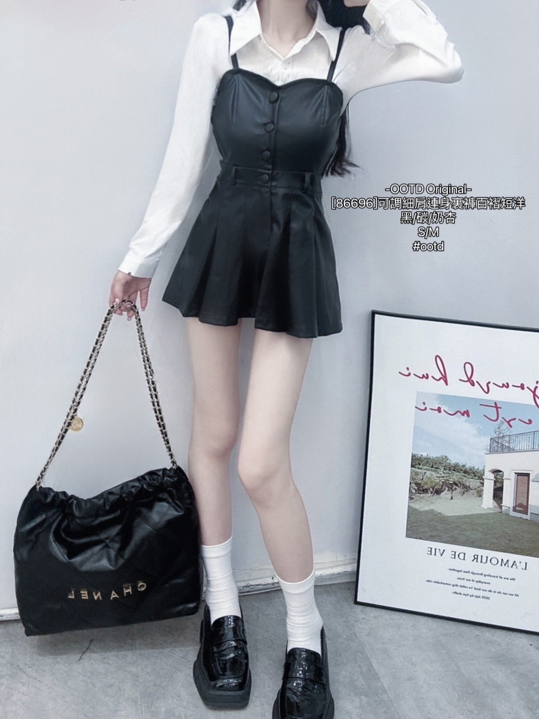 [86696]可調細肩連身裏褲百褶短洋 (8)