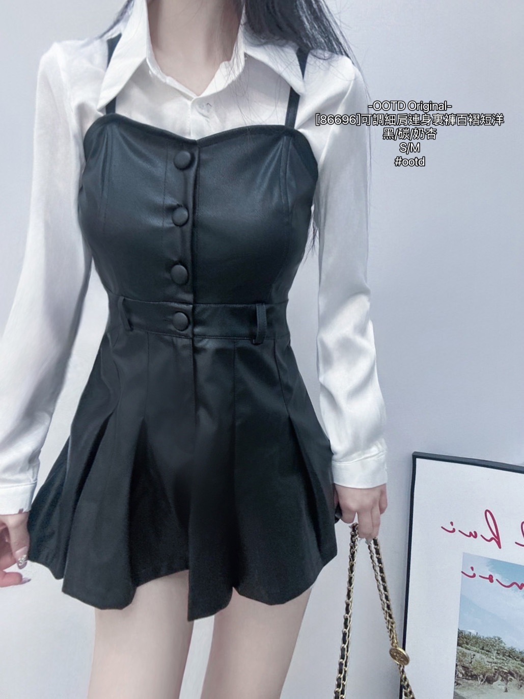 [86696]可調細肩連身裏褲百褶短洋 (7)