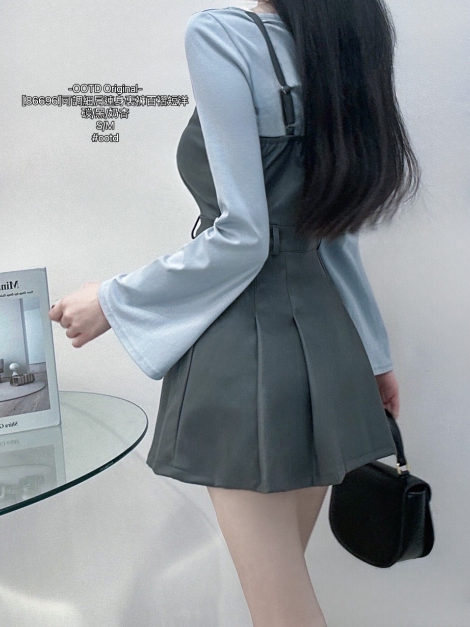 [86696]可調細肩連身裏褲百褶短洋 (4)