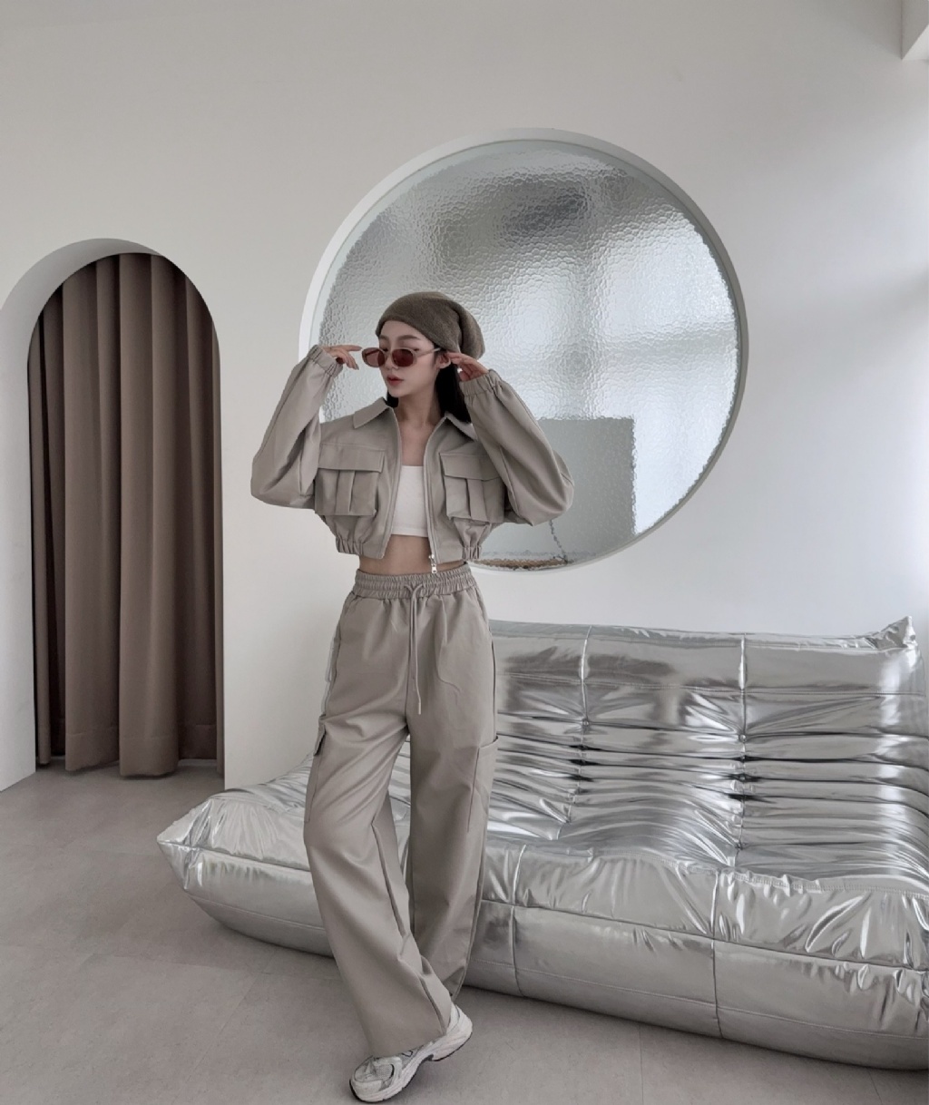 10022202『訂製款』超重工雙口袋工裝皮革外套+長褲 (2)