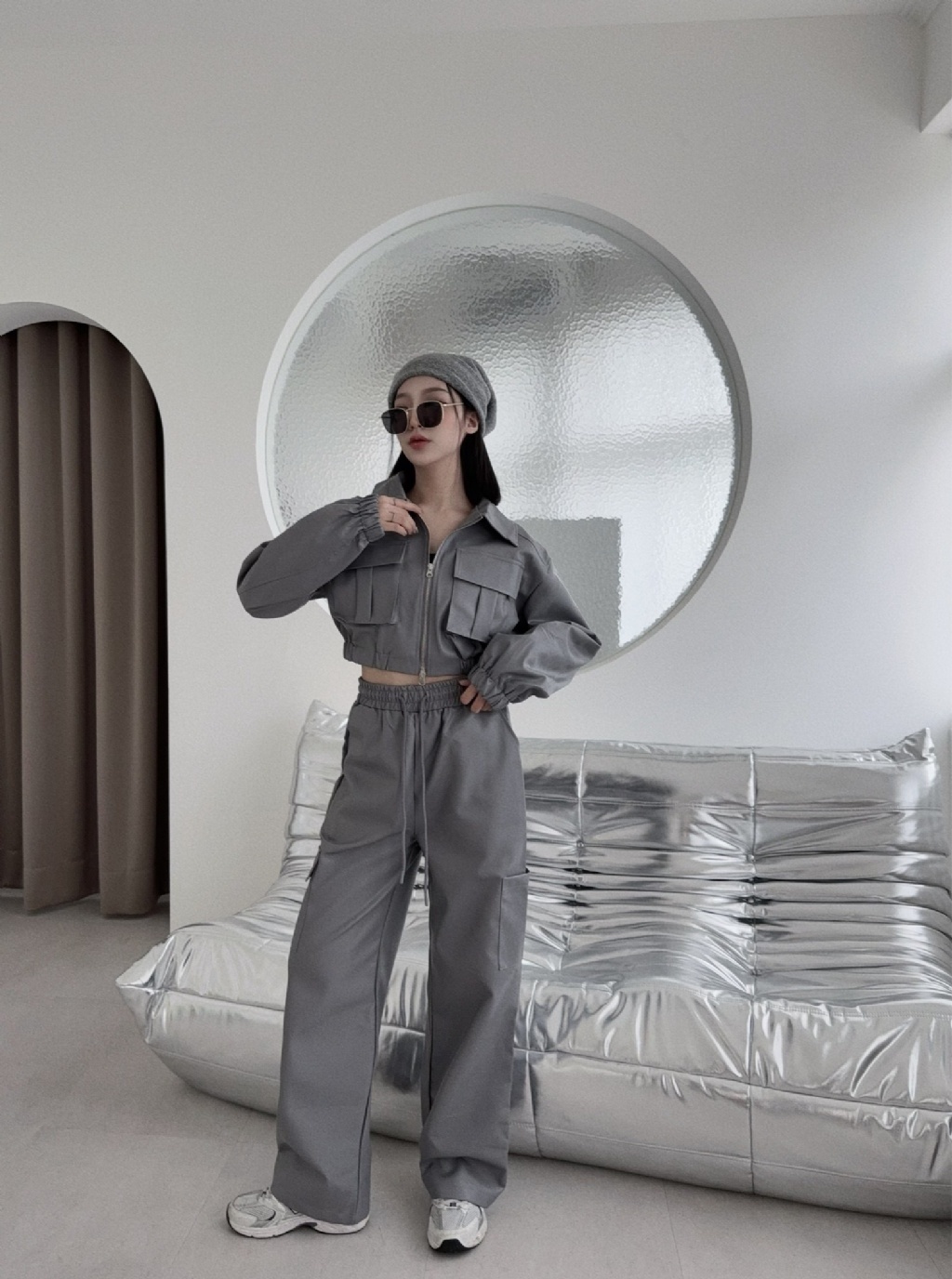 10022202『訂製款』超重工雙口袋工裝皮革外套+長褲 (3)