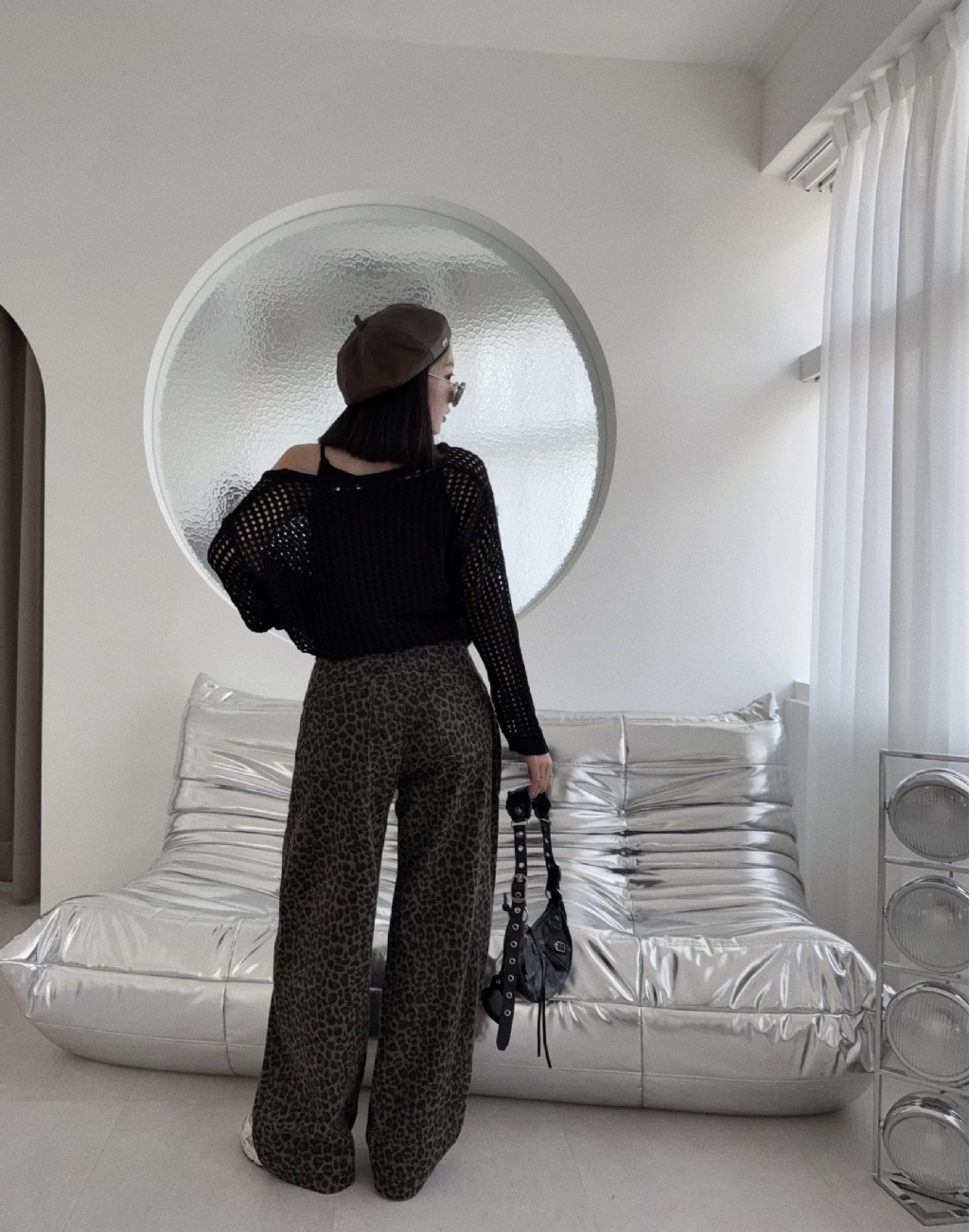 10028852『選品』美式復古豹紋牛仔褲 (4)