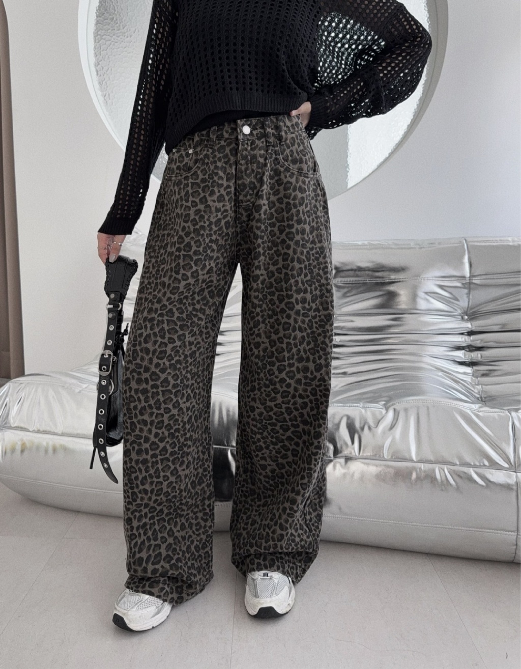 10028852『選品』美式復古豹紋牛仔褲 (3)