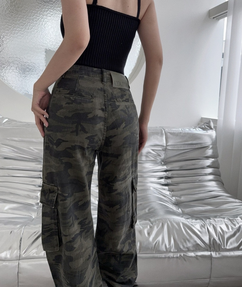 1002F858『選品』美式迷彩工裝闊腿褲 (2)