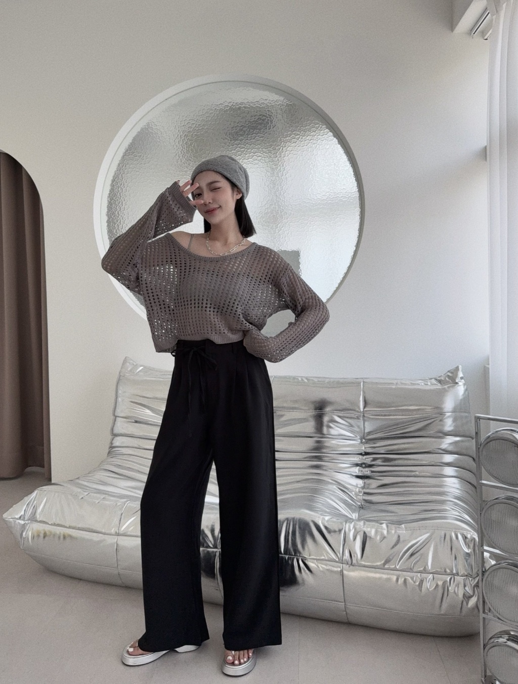 100273016『選品』綁帶設計西裝褲 (2)