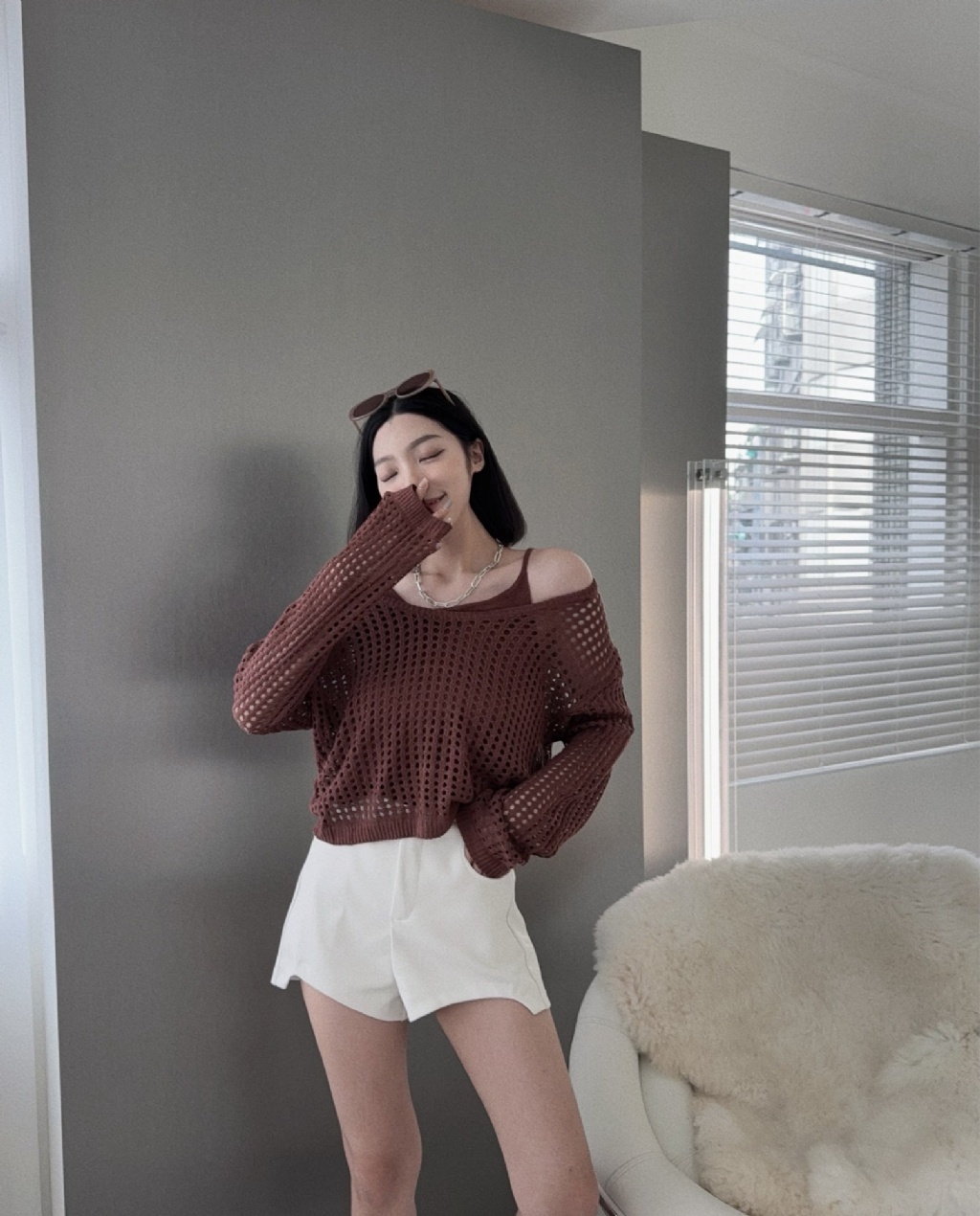 10029901『選品』鬆弛感針織洞洞上衣+背心 (4)