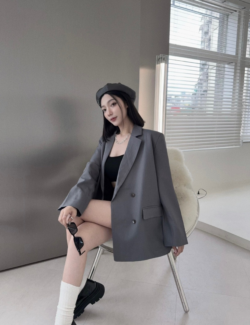 10026800『選品』高顏值韓系純色西裝外套 (2)