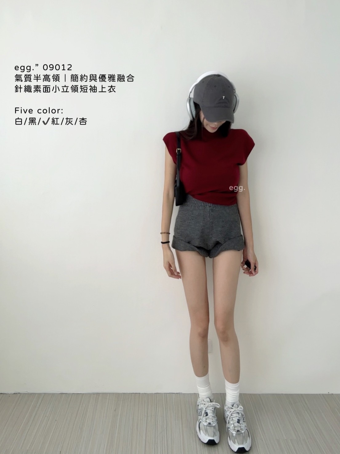 09012氣質半高領｜簡約與優雅融合針織素面小立領短袖上衣 (6)