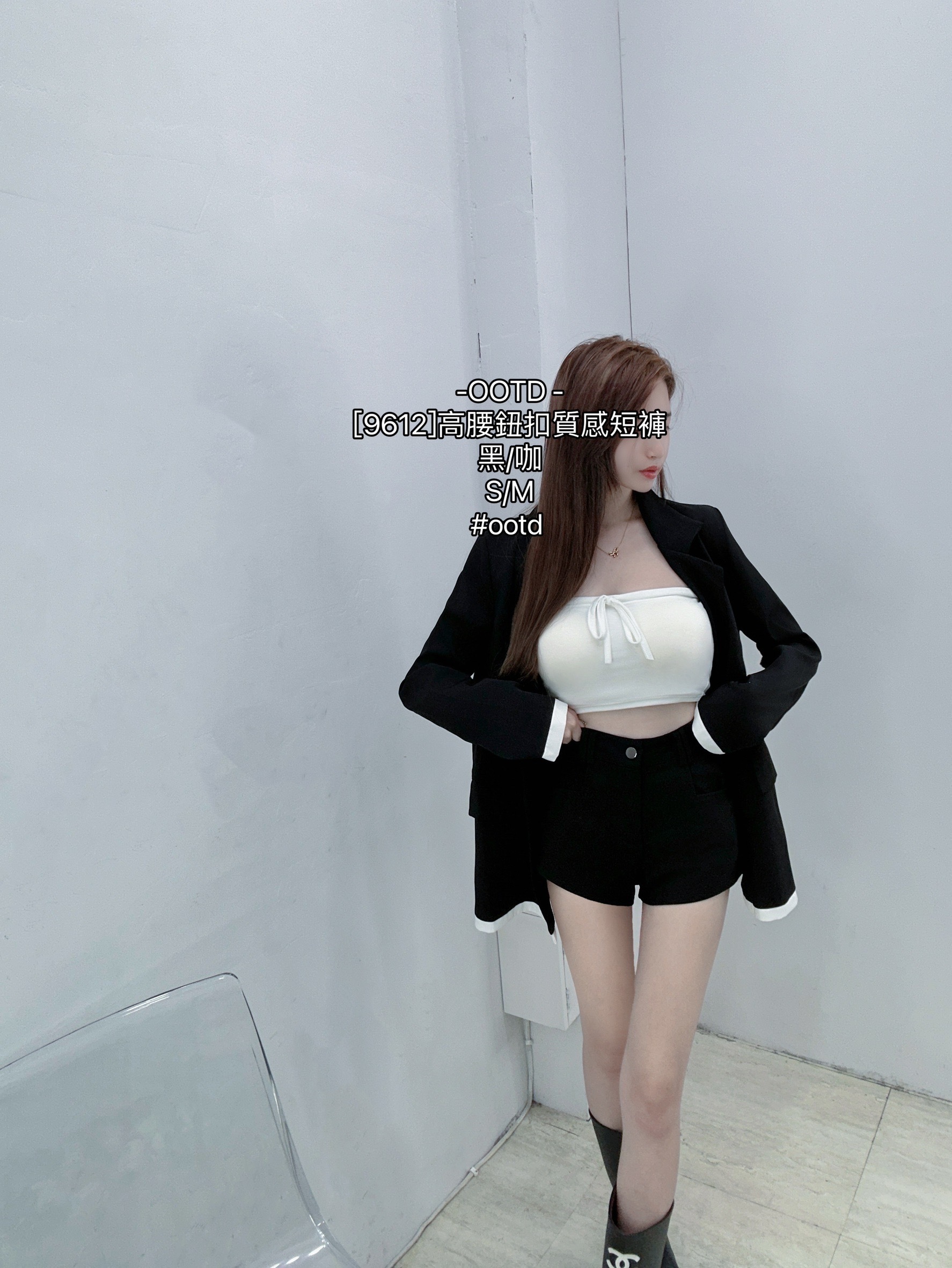 [9612]高腰鈕扣質感短褲 (6)