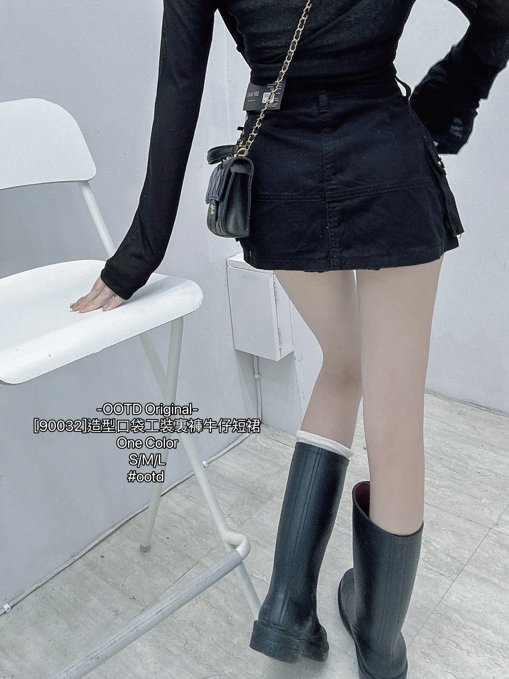 [90032]造型口袋工裝裏褲牛仔短裙 (4)