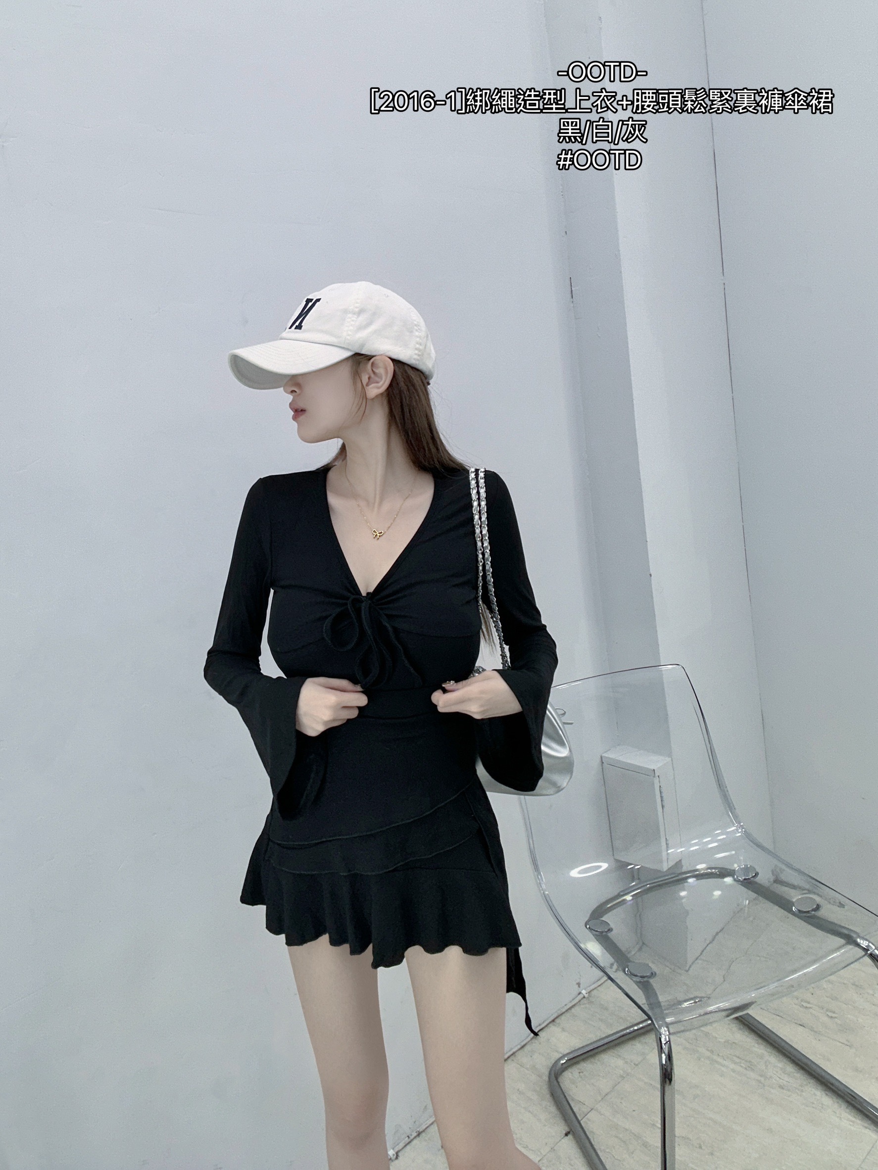 [2016-1]綁繩造型上衣+腰頭鬆緊裏褲傘裙 (6)