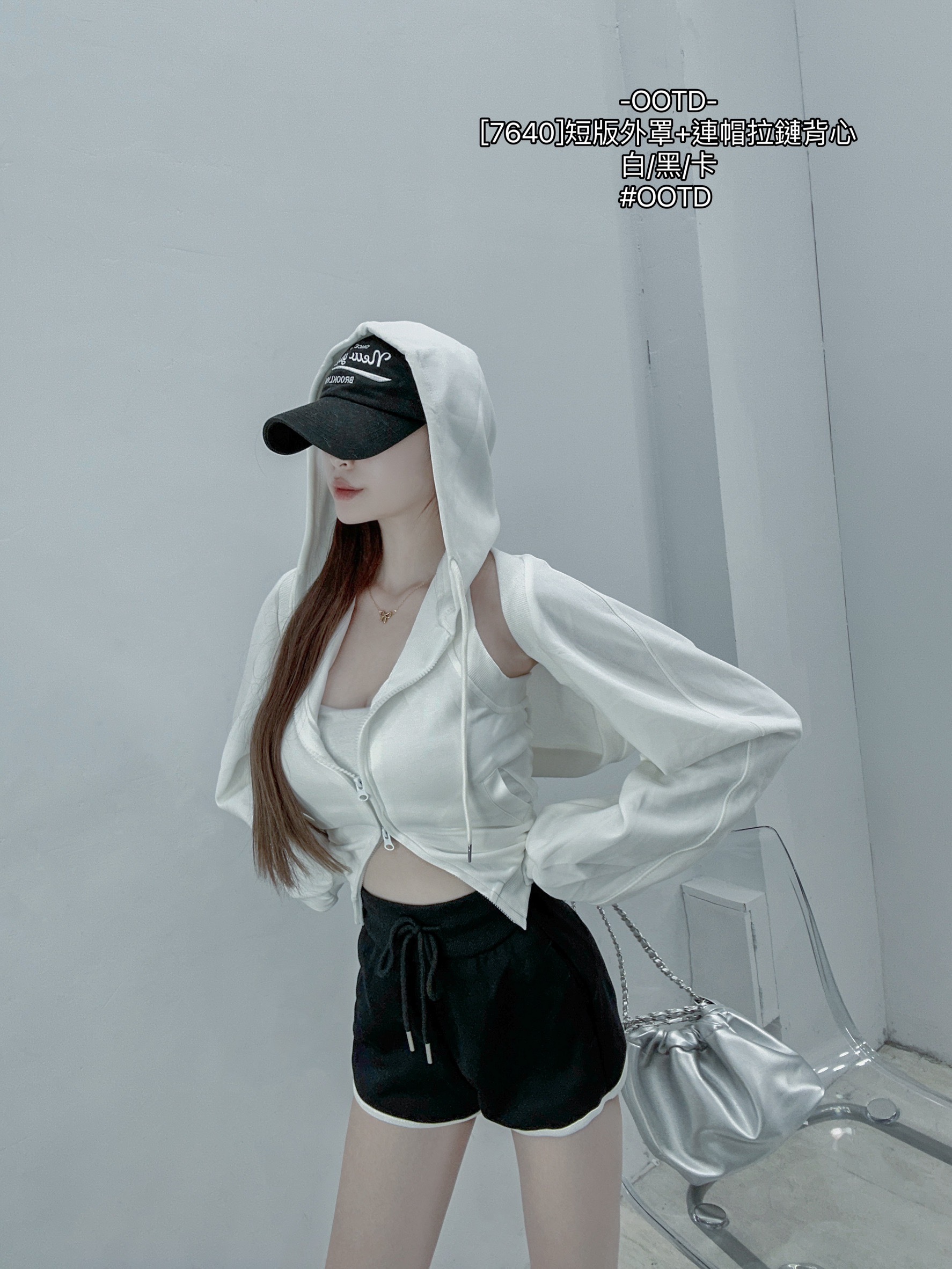 [7640]短版外罩+連帽拉鏈背心 (2)