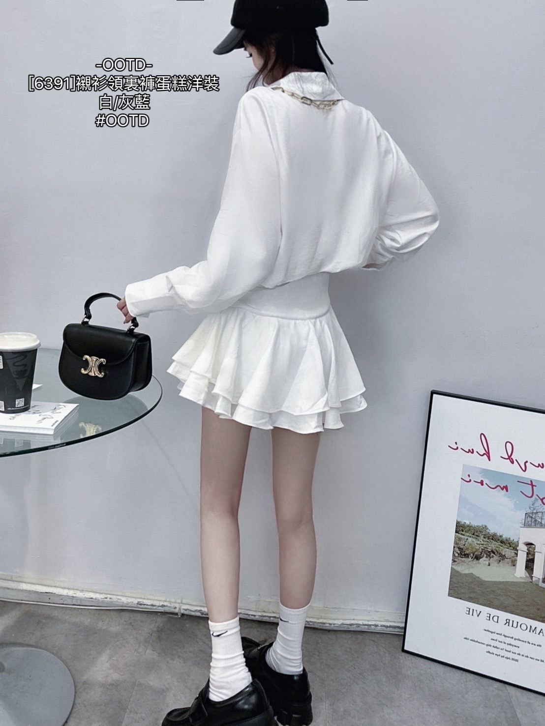 [6391]襯衫領裏褲蛋糕洋裝 (5)