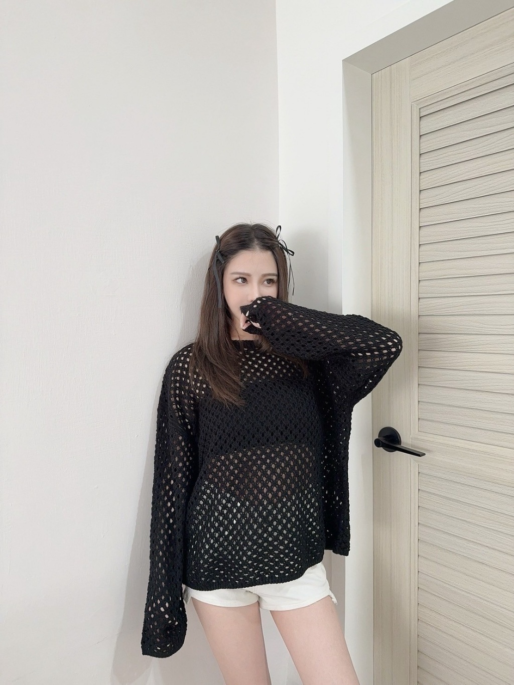 6682 韓系簍空針織上衣 (3)