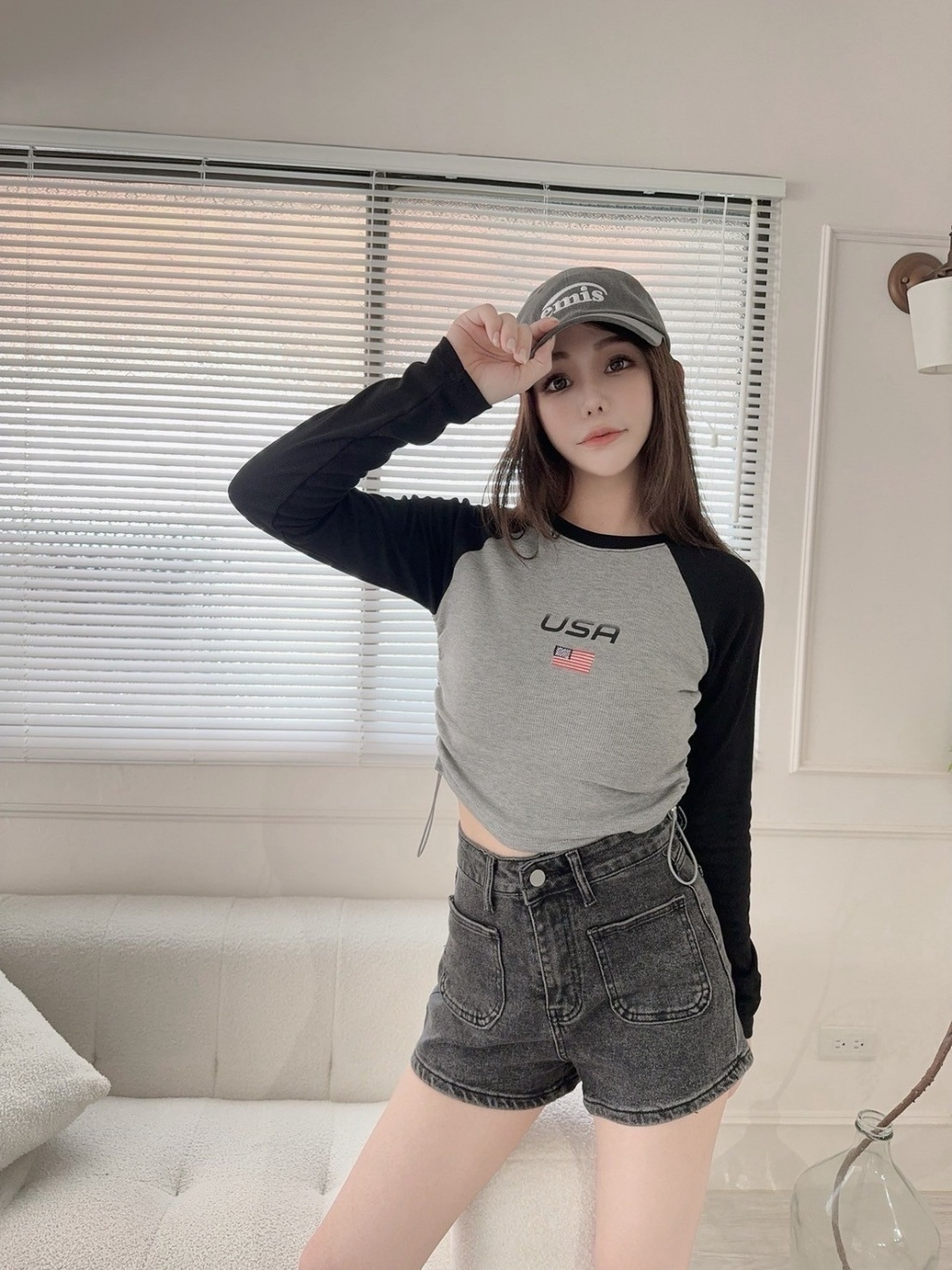 3787經典百搭高腰牛仔短褲