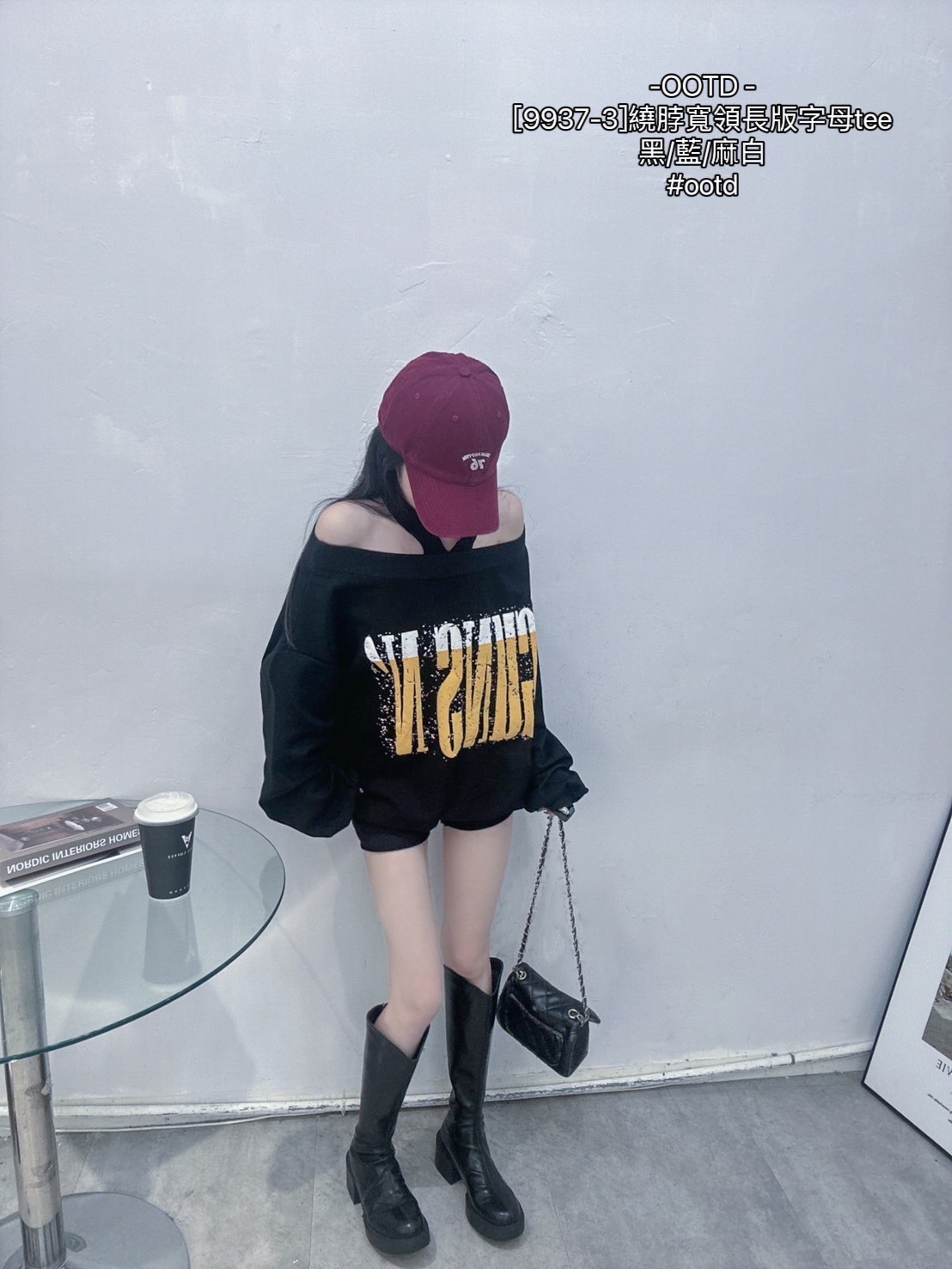 [9937-3]繞脖寬領長版字母tee (9)