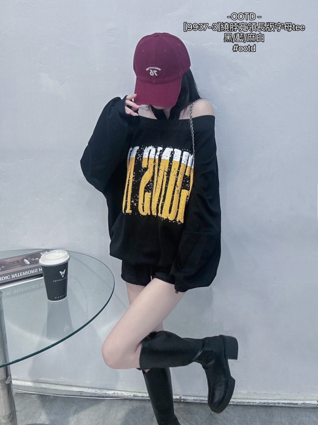 [9937-3]繞脖寬領長版字母tee (8)