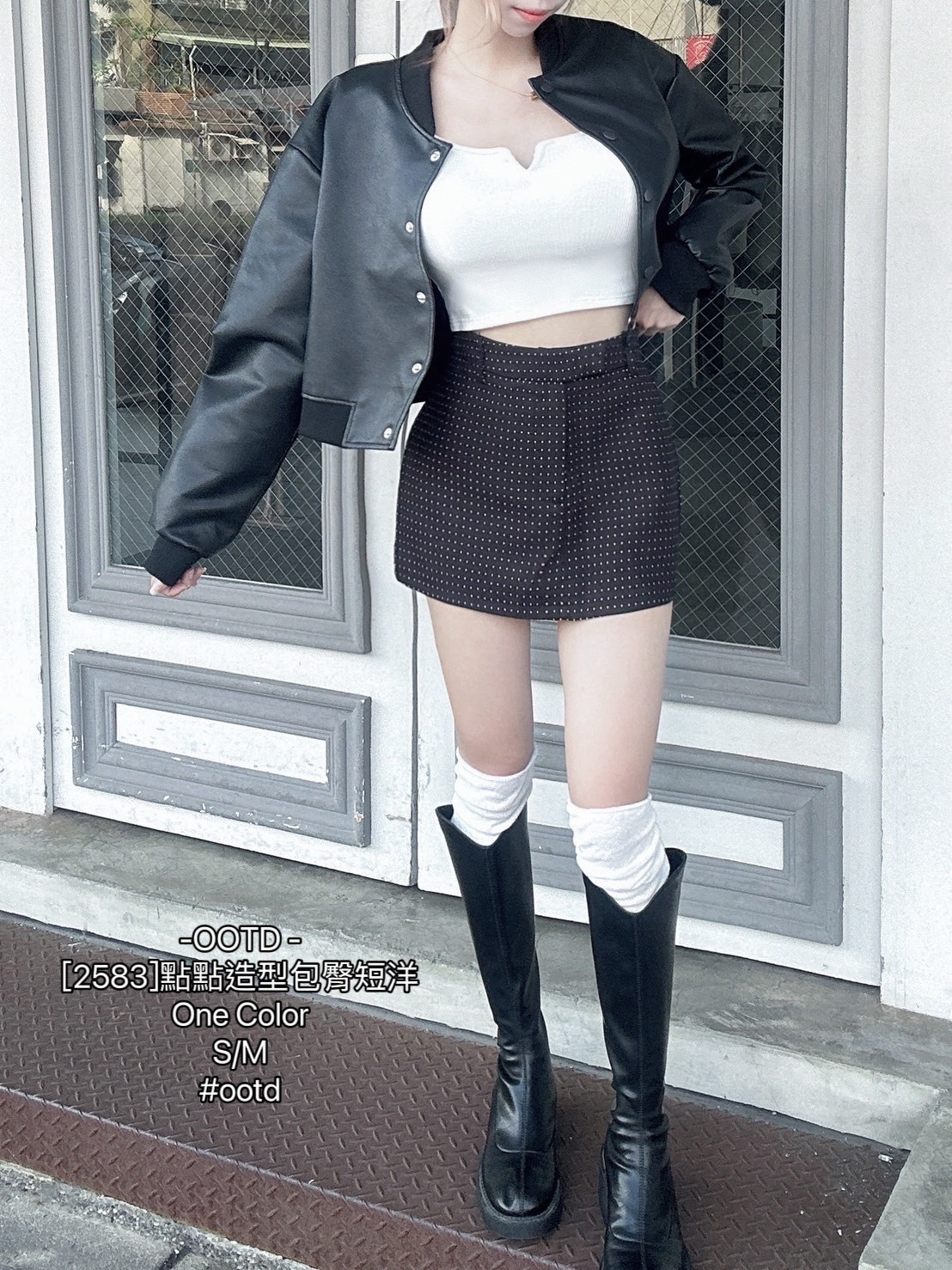 [2583]點點造型包臀短洋 (5)